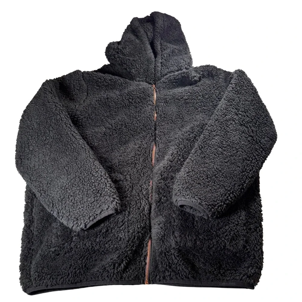 Volcom Kids Black‎ Fuzzy Fleece Hooded Jacket Size XL 12